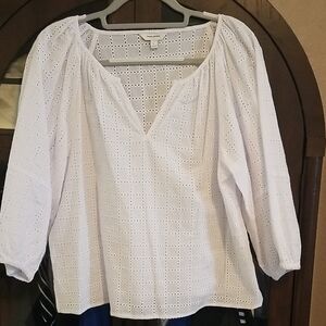 Banana Republic White Eyelet Blouse